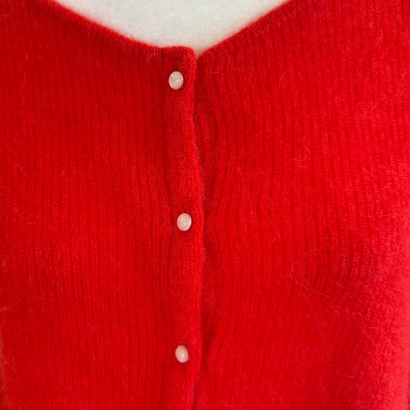 Sezane Gaspars Red Button Soft Cardigan Mohair Alpaca Sz M - Picture 11 of 11